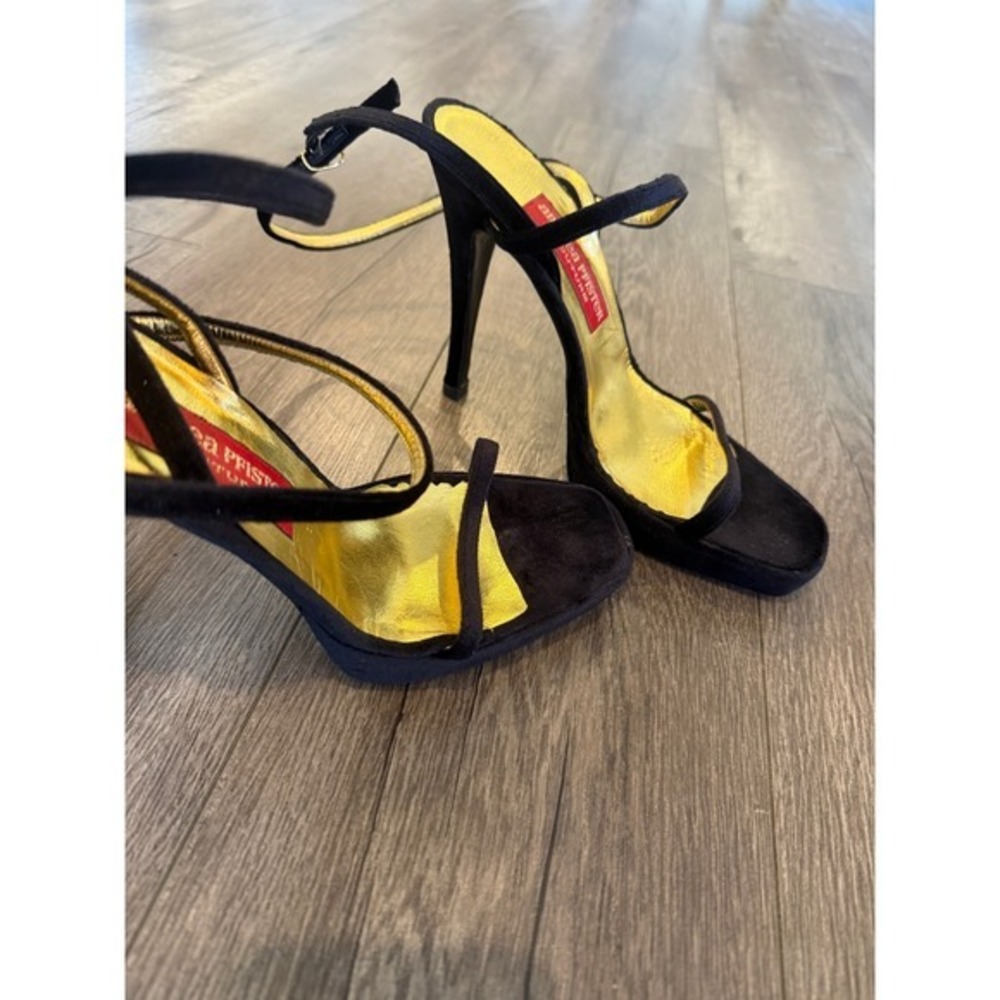 Andrea Pfister Couture Black Suede Strappy Heels Sandals‎ Size 8.5 - Picture 5 of 10
